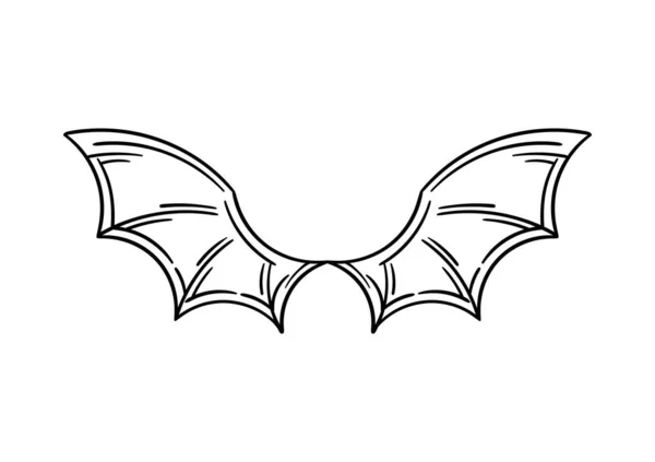 Ζωγραφισμένη Στο Χέρι Απεικόνιση Πτερύγων Νυχτερίδας — Διανυσματικό Αρχείο