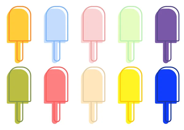 Коллекция Простых Красочных Мороженых — стоковый вектор