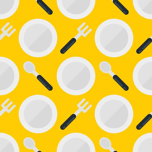 Tableware Seamless Pattern Yellow Background — Stockvector