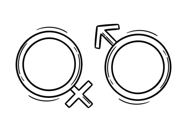 Ręcznie Rysowane Ilustracje Męskich Żeńskich Symboli Płci — Wektor stockowy