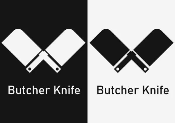 Butcher Knife Symbol Black White Background — Vettoriale Stock