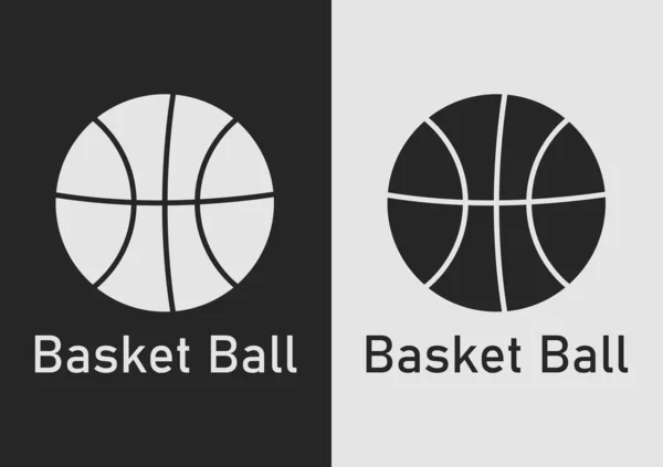 Basket Ball Symbol Black White Background — Archivo Imágenes Vectoriales