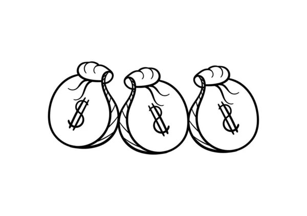 Hand Drawn Bag Dollar Bills — Image vectorielle