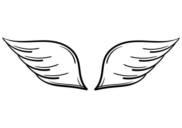 Hand Drawn Wings White Background — Image vectorielle
