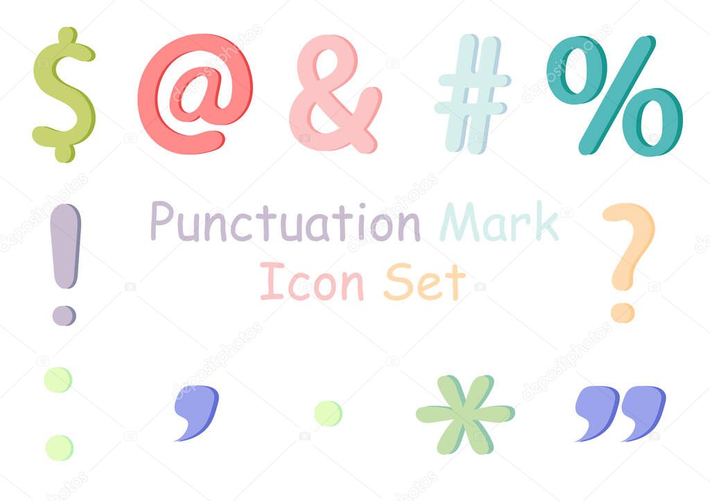 a collection of illustrations of colorful punctuation marks