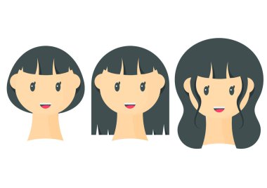 illustration of girl face with different haircut