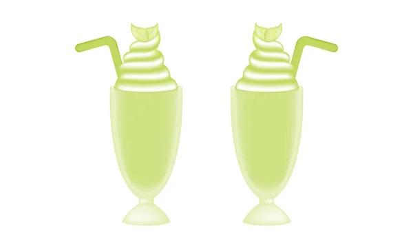 Зеленый Чай Иллюстрация Мороженого Техникой Сетки — стоковый вектор