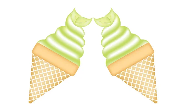 Illustrazione Del Gelato Verde Con Tecnica Mesh — Vettoriale Stock