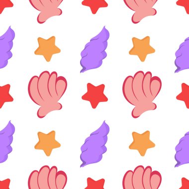 Deniz kabuğu ve denizyıldızı seamless modeli