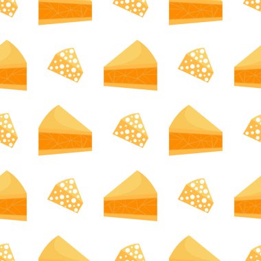 Beyaz arkaplanda dikişsiz peynirli kek deseni