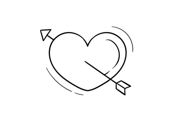 Hand Drawing Heart Arrow — Stock Vector