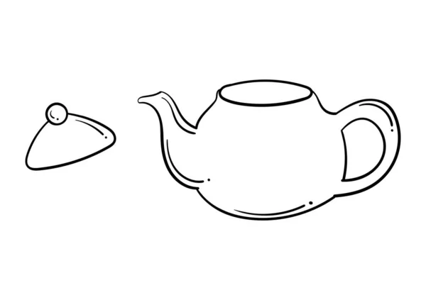 Handgezeichnete Teekanne Zum Thema Teetrinken — Stockvektor