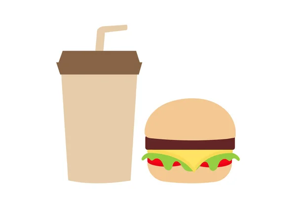 Burger Koude Drank Illustratie — Stockvector