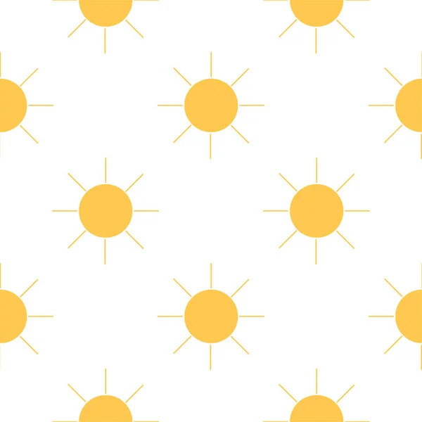 Sun Seamless Pattern White Background — Stock Vector