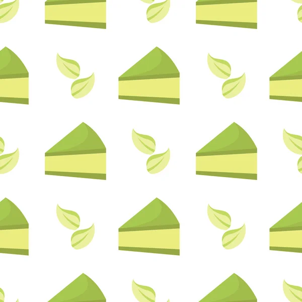 Gâteau Thé Vert Motif Sans Couture — Image vectorielle