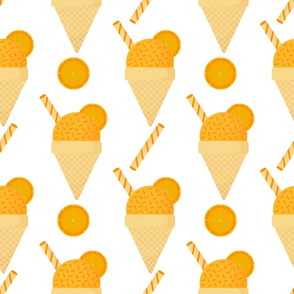 Παγωτό Πορτοκάλι Χωρίς Ραφή Μοτίβο — Διανυσματικό Αρχείο