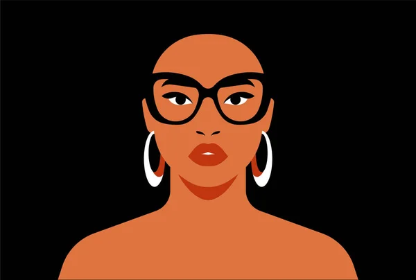 Όμορφη Μαυρισμένη Γυναίκα Αφηρημένη Εικόνα Όμορφο Πρόσωπο Μαύρο Φόντο Εικονογράφηση — Διανυσματικό Αρχείο