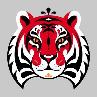 Poster, arkaplan, amblem, maskot için geometrik soyut hayvan. Safari, orman, hayvanat bahçesi kavramı. Çin burcunun sembolü. Sakin ağızlık, kırmızı renk..