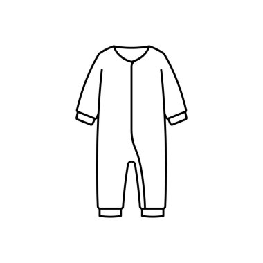 Fermuarı kapalı uzun kollu bir vücut giysisi. Tam kollu futbol şortu. Bebek kıyafeti. Bebek giyimi simgesi hizada. Düzenlenebilir vuruş.