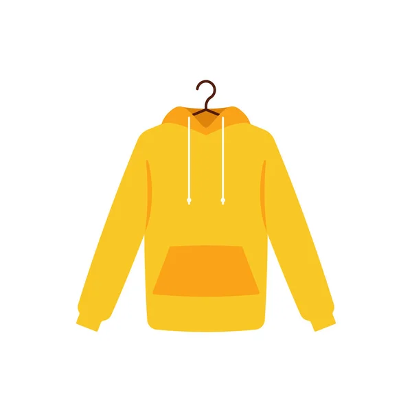Hoodie Longsleeve Hood Clothes Rack Yellow Fabric Piece Wardrobe Front — Stock Vector