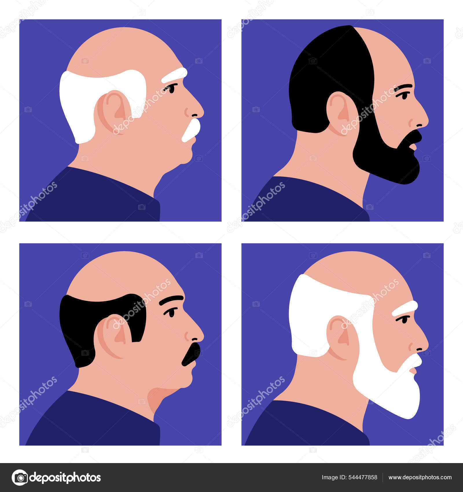 Velhos Retrato Homens Mais Velhos Diferentes Careca Com Barba