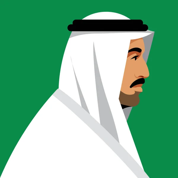 Arabisk Affärsman Klädd Förenade Arabemiratens Traditionella Klänning Äldre Man Med — Stock vektor