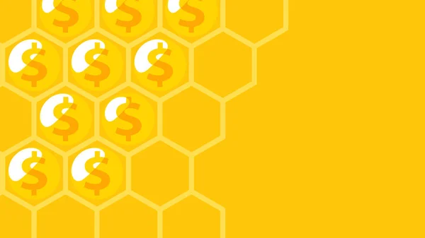 Panal Abeja Con Signo Dólar Resumen Fondo Amarillo Negocios Concepto — Archivo Imágenes Vectoriales