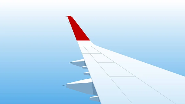 Uçağın Kanadı Uçak Penceresinden Manzara Vektör Illüstrasyonu — Stok Vektör