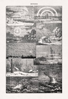 Meteoroloji hakkındaki eski illüstrasyon 1899 'da bir Fransızca sözlükte basıldı..