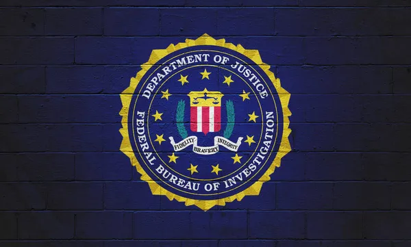 Bandeira Fbi Federal Bureau Investigation Pintada Uma Parede Tijolos — Fotografia de Stock