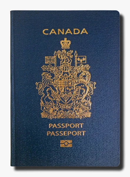 在白色背景下隔离的加拿大护照的特写 — 图库照片