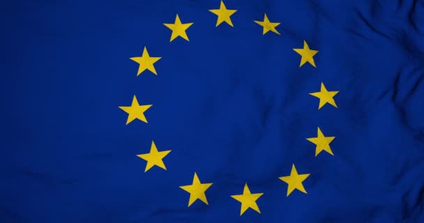 Volledig Frame Close Van Een Wapperende Vlag Van Europese Unie — Stockvideo