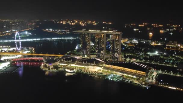 Marina Bay Sands Night Singapore River — Stock Video