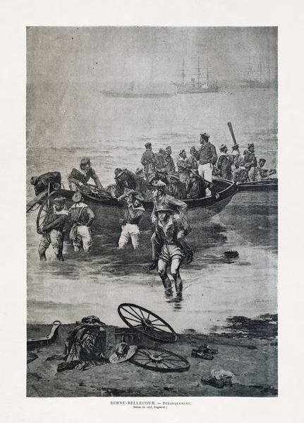 Illustration French Navy Unit Landing Made 1885 Painter Former Soldier — Photo