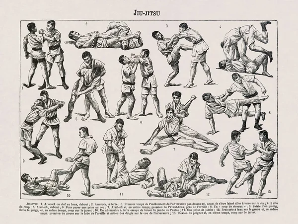Illustration Printed Late 19Th Century French Dictionary Depicting Some Moves — Stock Photo, Image