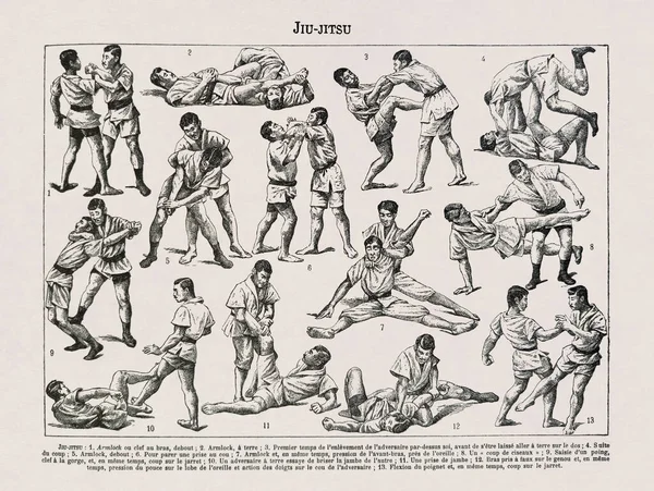 19. yüzyılın sonlarında Japon dövüş sanatı Jiu-jitsu 'nun bazı hareketlerini anlatan Fransızca bir sözlükte basılmış..