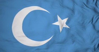 3 boyutlu görüntüleme ile sallanan Uygurca bayrağının tam kare görüntüsü.