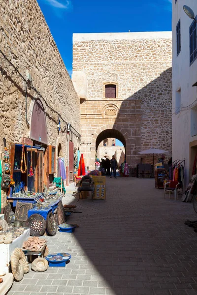 Essaouira Marocko Januari 2019 Gate Rue Skala Smal Gata Vid — Stockfoto
