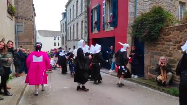 Douarnenez France February 2022 Les Gras Douarnenez Particularly Famous Carnival — Stock Video