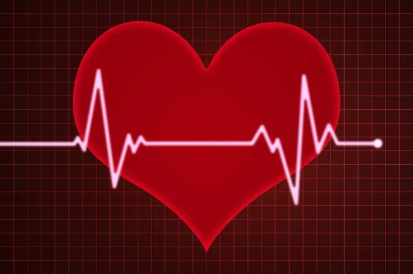 Pulse Heartbeat Line Red Grid Background — Stock Photo, Image
