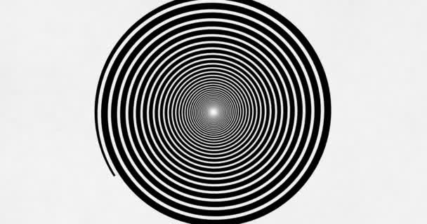 Voller Rahmen Eines Schwarz Weißen Hypnotischen Spiralhintergrundes — Stockvideo