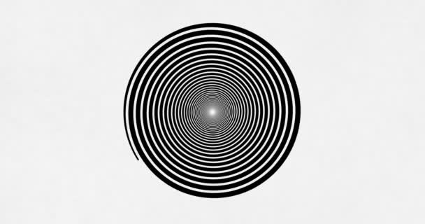 Voller Rahmen Eines Schwarz Weißen Hypnotischen Spiralhintergrundes — Stockvideo