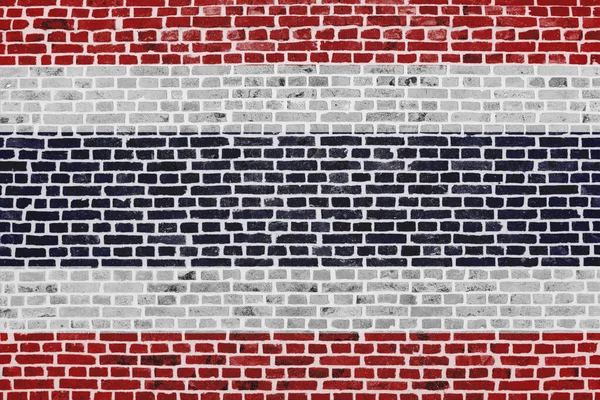 Detailní Záběr Cihlovou Zeď Vlajkou Thajska — Stock fotografie