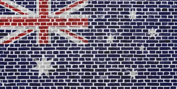 Primer Plano Una Pared Ladrillo Con Bandera Australia Pintada Ella —  Fotos de Stock