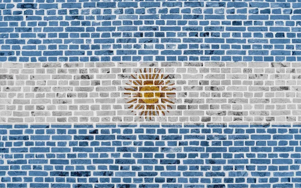 Großaufnahme Einer Ziegelwand Mit Der Flagge Argentiniens — Stockfoto