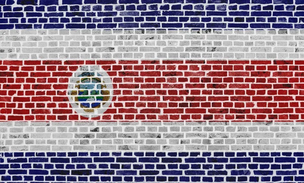 Großaufnahme Einer Ziegelwand Mit Der Flagge Costa Ricas — Stockfoto