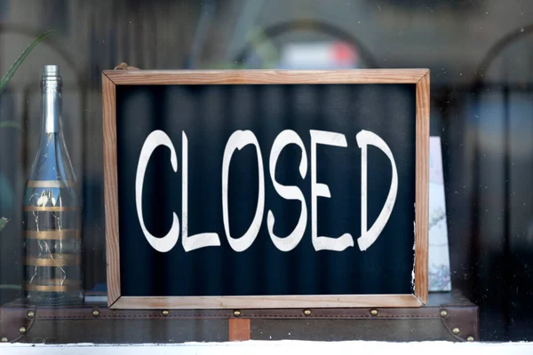 Blackboard Windowcase Restaurant Written Closed — Stock Photo, Image