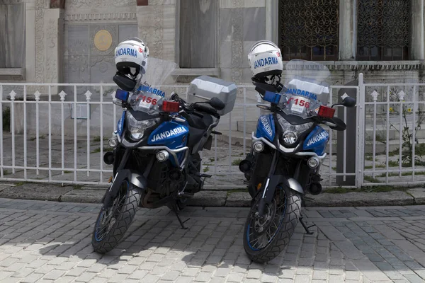 Istanbul Turkiet Maj 2019 Två Motorcyklar Från Jandarma Gendarmerie Parkerade — Stockfoto