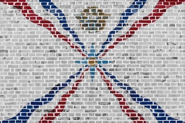 Крупный План Кирпичной Стене Нарисованным Ней Флагом Ассирии — стоковое фото