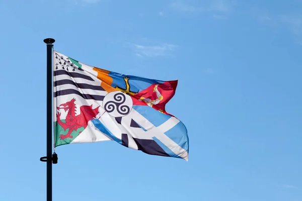 Interceltic Flag Its Center Triskel Surrounded Banners Celtic Countries Regions — Stockfoto